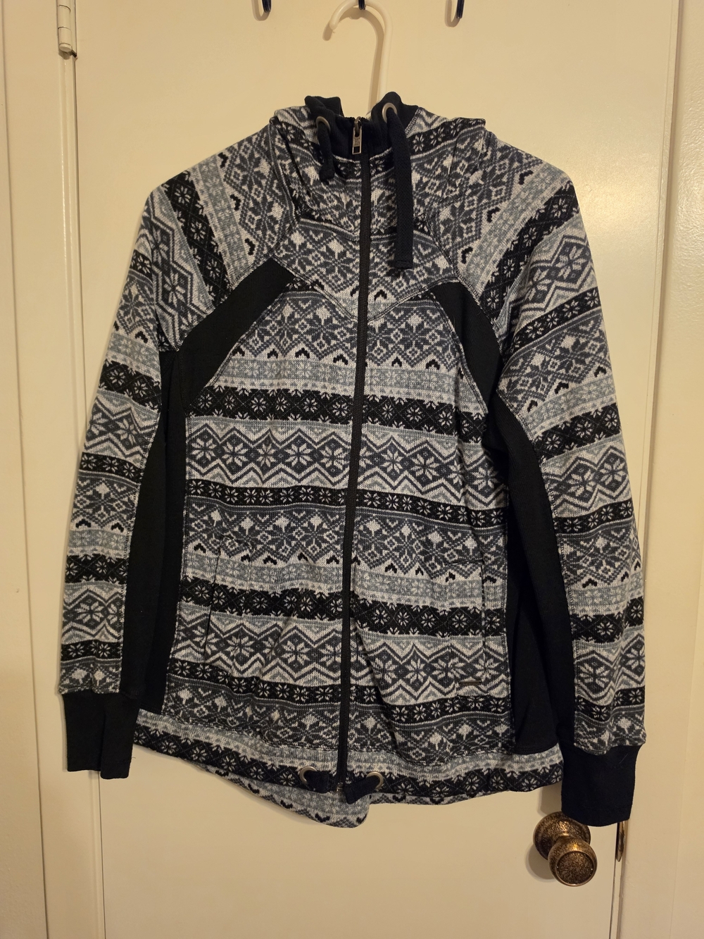 Avalanche Black & Gray Patterned Zip Hoodie Jacket